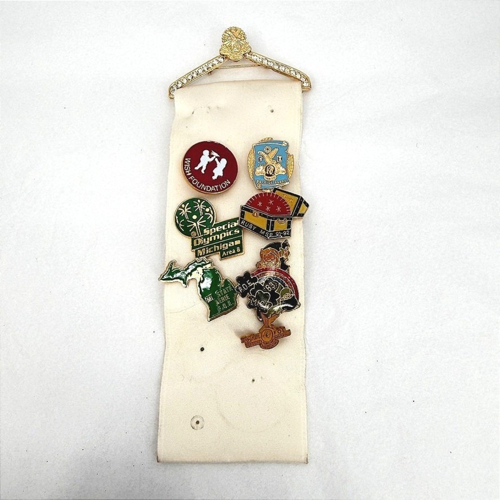 Enamel Lapel Pin LOT Mixed FOE Wish Special Olympics MI Ruby MSP VTG Collectible